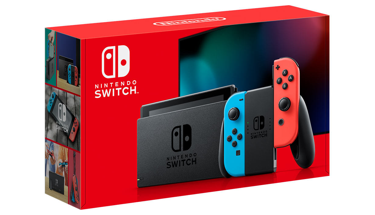 Nintendo Switch with Neon Blue and Neon Red Joy-Con