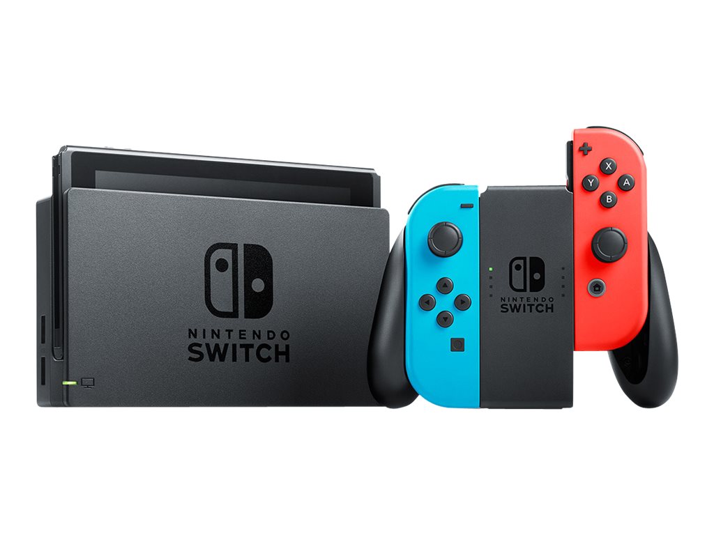 Nintendo Switch with Neon Blue and Neon Red Joy-Con